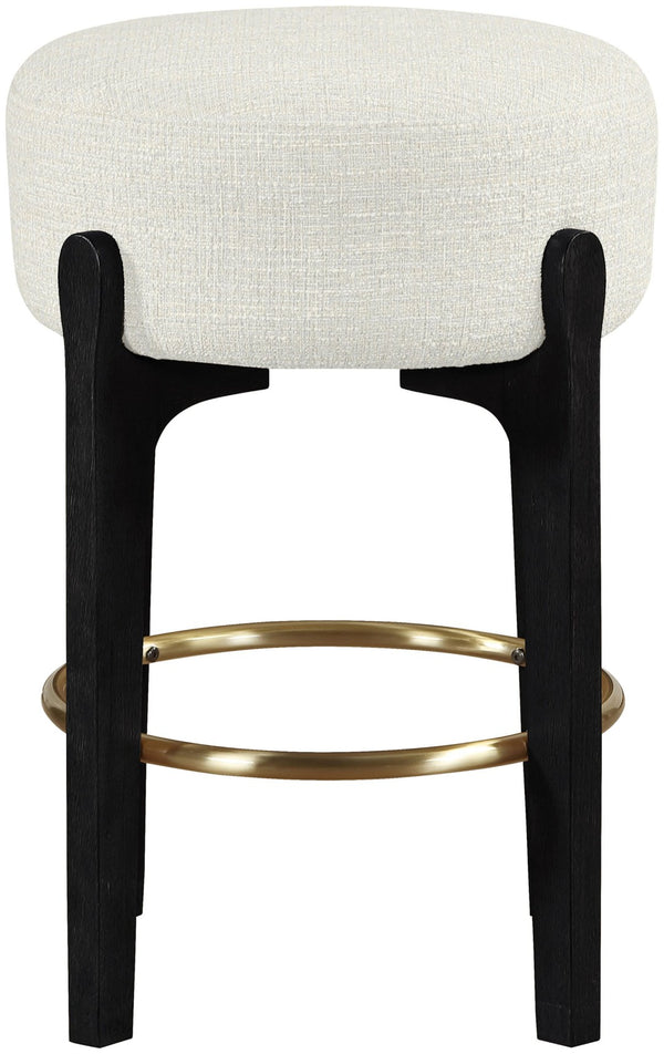 Meridian Furniture Torino Cream Linen Counter Stool with Brass Accents for Kitchen or Home Bar 88006Cream-C