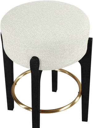 Meridian Furniture Torino Cream Linen Counter Stool with Brass Accents for Kitchen or Home Bar 88006Cream-C