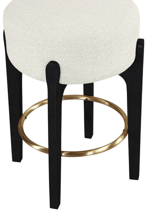 Meridian Furniture Torino Cream Linen Counter Stool with Brass Accents for Kitchen or Home Bar 88006Cream-C