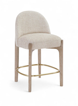 Meridian Furniture Torino Beige Linen Weave Counter Stool with Solid Wood Frame and Brass Accents 88007Beige-C