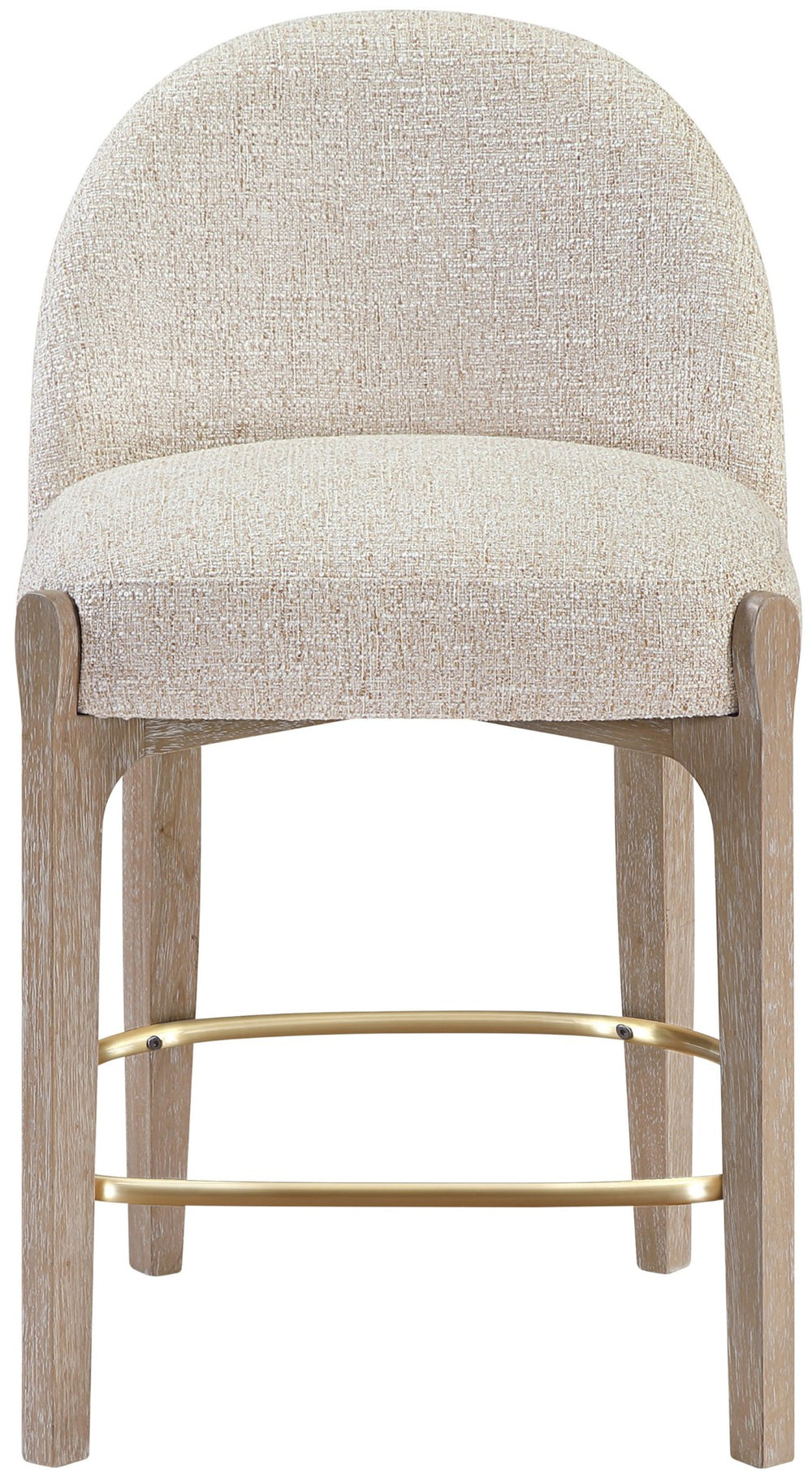 Meridian Furniture Torino Beige Linen Weave Counter Stool with Solid Wood Frame and Brass Accents 88007Beige-C