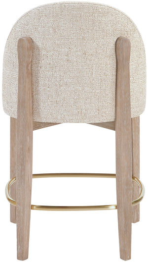Meridian Furniture Torino Beige Linen Weave Counter Stool with Solid Wood Frame and Brass Accents 88007Beige-C