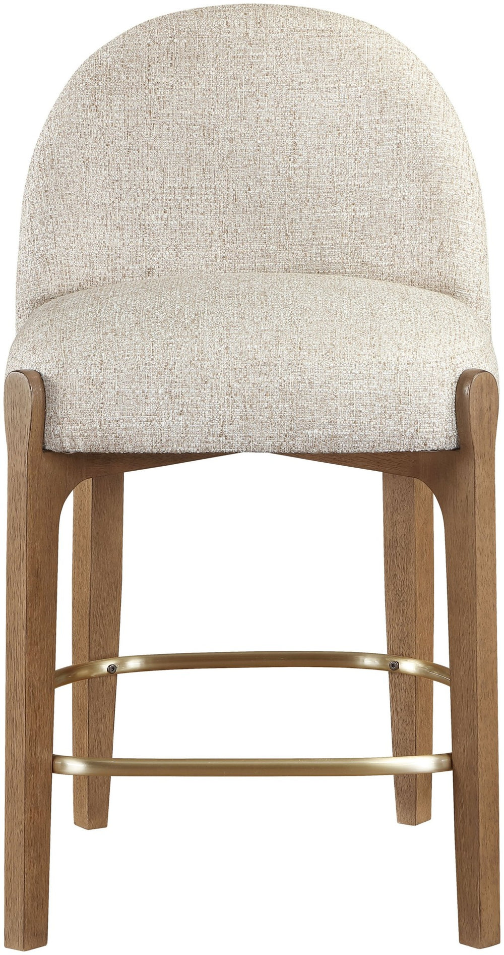 Meridian Furniture Torino Beige Linen Weave Counter Stool with Walnut Frame and Brass Accents 88008Beige-C