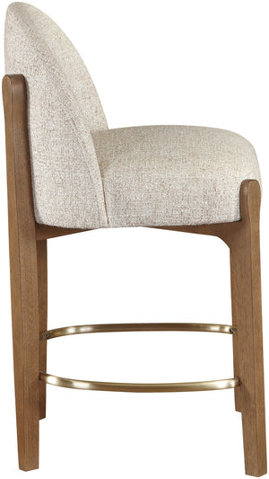 Meridian Furniture Torino Beige Linen Weave Counter Stool with Walnut Frame and Brass Accents 88008Beige-C