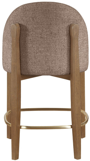 Meridian Furniture Torino Woven Linen Fabric Counterstool with Walnut Frame and Brushed Brass Accents 88008Brown-C