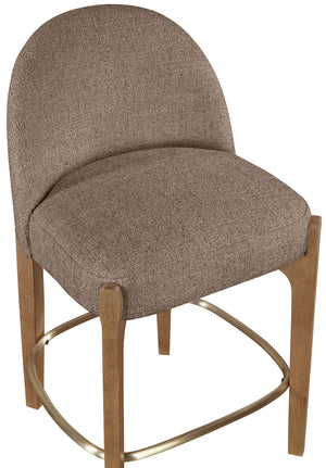 Meridian Furniture Torino Woven Linen Fabric Counterstool with Walnut Frame and Brushed Brass Accents 88008Brown-C
