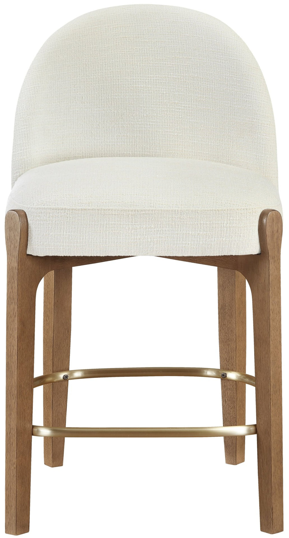 Meridian Furniture Torino Cream Linen Counter Stool with Walnut Frame and Brushed Brass Accents 88008Cream-C
