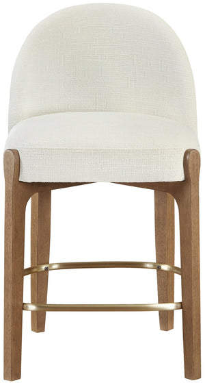 Meridian Furniture Torino Cream Linen Counter Stool with Walnut Frame and Brushed Brass Accents 88008Cream-C