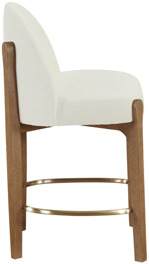 Meridian Furniture Torino Cream Linen Counter Stool with Walnut Frame and Brushed Brass Accents 88008Cream-C
