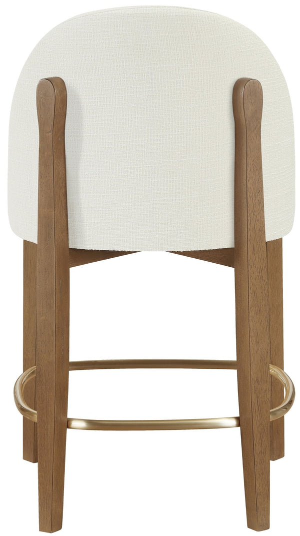 Meridian Furniture Torino Cream Linen Counter Stool with Walnut Frame and Brushed Brass Accents 88008Cream-C