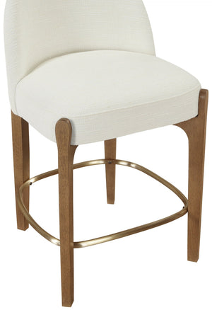 Meridian Furniture Torino Cream Linen Counter Stool with Walnut Frame and Brushed Brass Accents 88008Cream-C