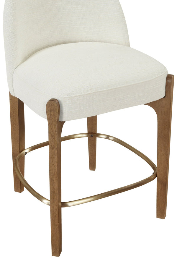 Meridian Furniture Torino Cream Linen Counter Stool with Walnut Frame and Brushed Brass Accents 88008Cream-C