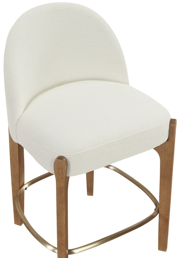 Meridian Furniture Torino Cream Linen Counter Stool with Walnut Frame and Brushed Brass Accents 88008Cream-C