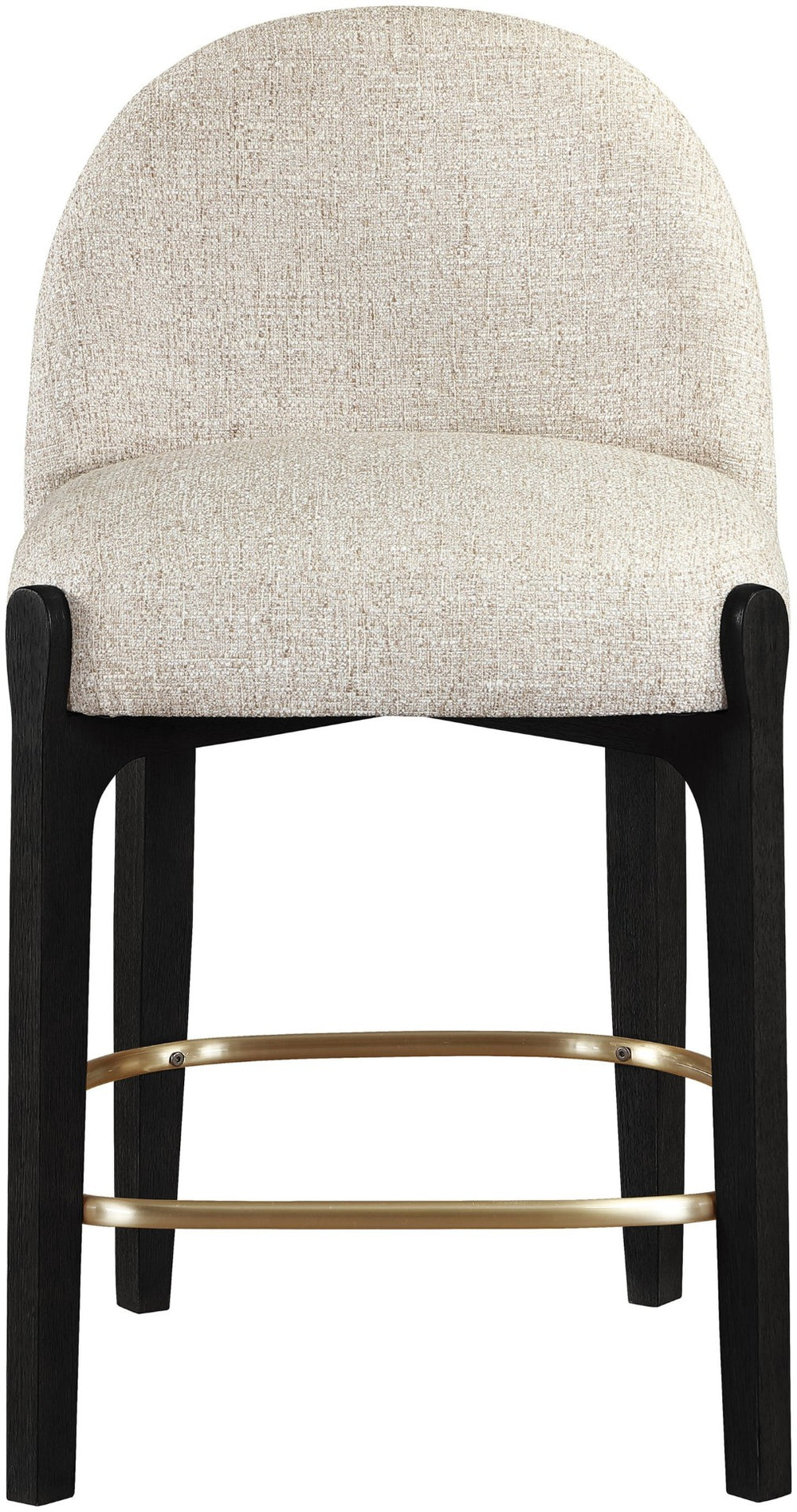 Meridian Furniture Torino Woven Linen Counter Stool with Brass Accents and Matte Black Wood Frame 88009Beige-C