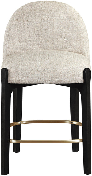 Meridian Furniture Torino Woven Linen Counter Stool with Brass Accents and Matte Black Wood Frame 88009Beige-C