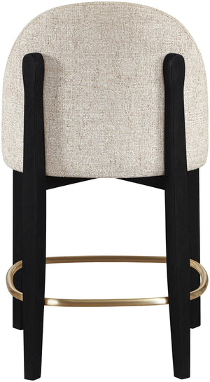 Meridian Furniture Torino Woven Linen Counter Stool with Brass Accents and Matte Black Wood Frame 88009Beige-C