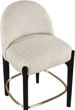 Meridian Furniture Torino Woven Linen Counter Stool with Brass Accents and Matte Black Wood Frame 88009Beige-C
