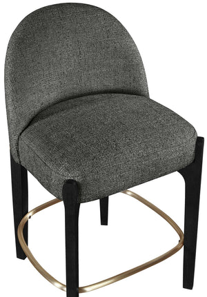 Meridian Furniture Torino Upholstered Barstool with Brushed Brass Accents and Linen Weave Fabric Seat 88009Black-C