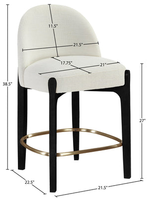 Meridian Furniture Torino Cream Linen Counterstool with Matte Black Frame and Brushed Brass Accents 88009Cream-C