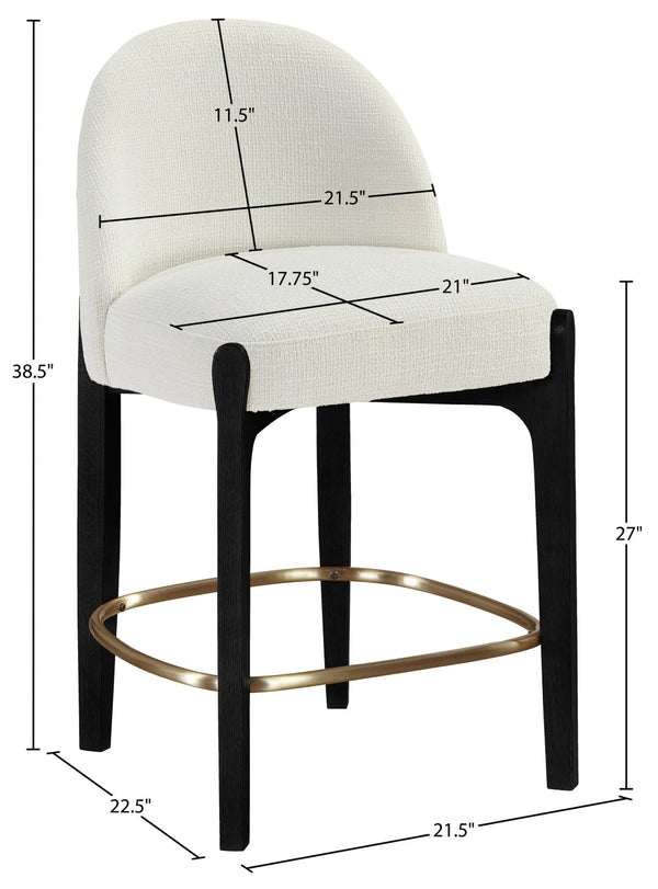 Meridian Furniture Torino Cream Linen Counterstool with Matte Black Frame and Brushed Brass Accents 88009Cream-C