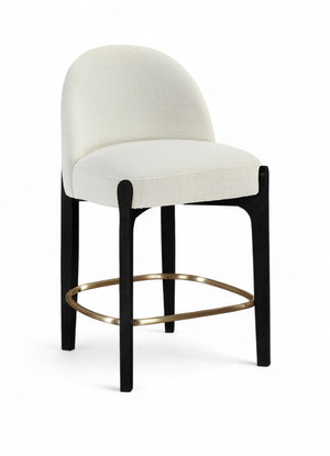 Meridian Furniture Torino Cream Linen Counterstool with Matte Black Frame and Brushed Brass Accents 88009Cream-C