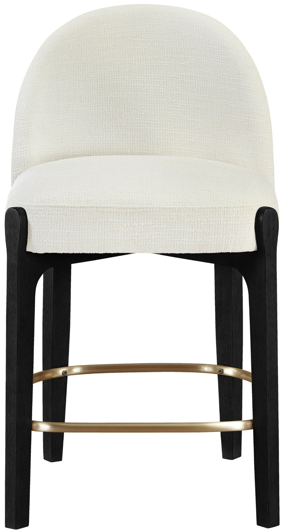 Meridian Furniture Torino Cream Linen Counterstool with Matte Black Frame and Brushed Brass Accents 88009Cream-C