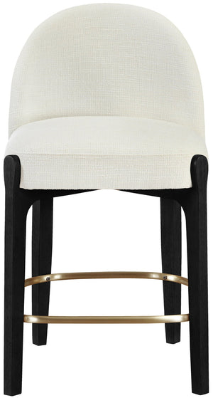 Meridian Furniture Torino Cream Linen Counterstool with Matte Black Frame and Brushed Brass Accents 88009Cream-C