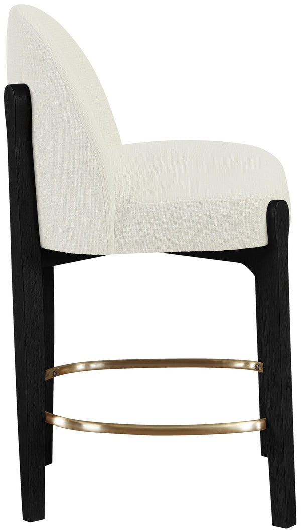 Meridian Furniture Torino Cream Linen Counterstool with Matte Black Frame and Brushed Brass Accents 88009Cream-C