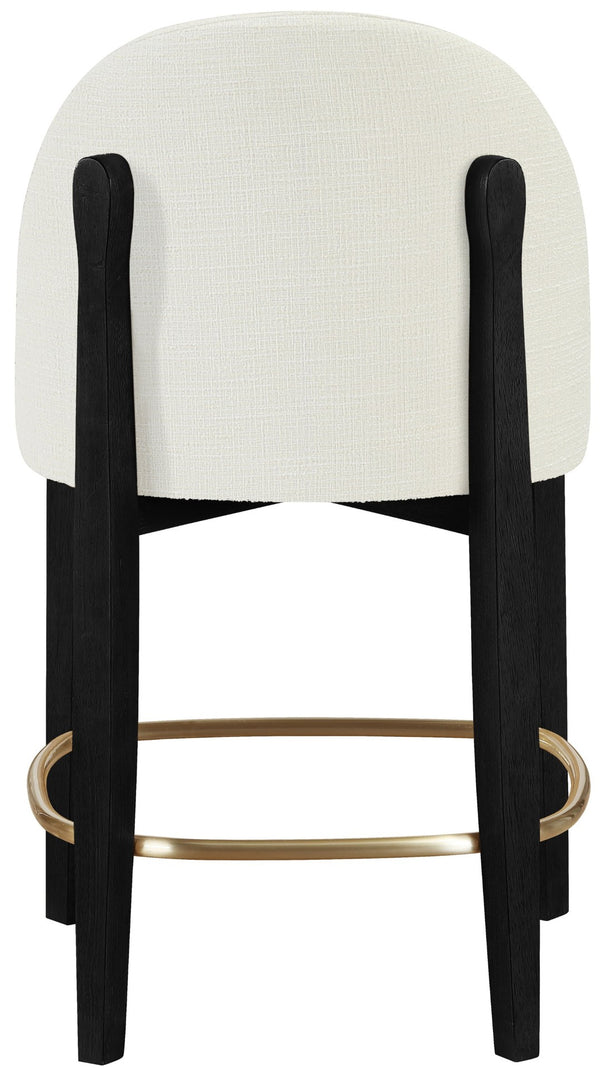 Meridian Furniture Torino Cream Linen Counterstool with Matte Black Frame and Brushed Brass Accents 88009Cream-C