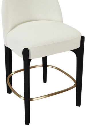 Meridian Furniture Torino Cream Linen Counterstool with Matte Black Frame and Brushed Brass Accents 88009Cream-C