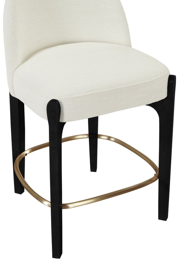 Meridian Furniture Torino Cream Linen Counterstool with Matte Black Frame and Brushed Brass Accents 88009Cream-C