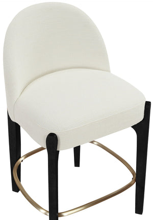 Meridian Furniture Torino Cream Linen Counterstool with Matte Black Frame and Brushed Brass Accents 88009Cream-C