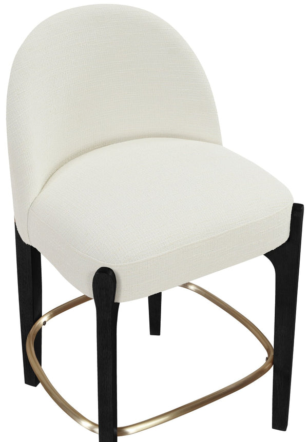 Meridian Furniture Torino Cream Linen Counterstool with Matte Black Frame and Brushed Brass Accents 88009Cream-C