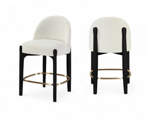 Meridian Furniture Torino Cream Linen Counterstool with Matte Black Frame and Brushed Brass Accents 88009Cream-C