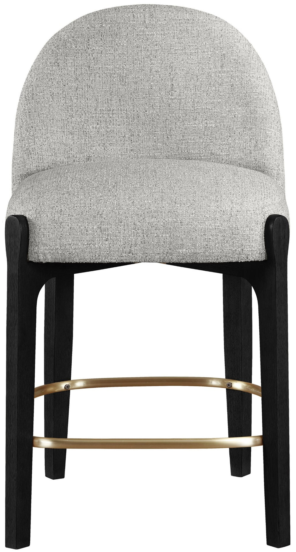 Meridian Furniture Torino Upholstered Counter Stool with Brass Accents and Woven Linen Seat for Kitchen Island 88009Grey-C
