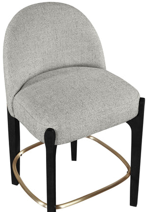 Meridian Furniture Torino Upholstered Counter Stool with Brass Accents and Woven Linen Seat for Kitchen Island 88009Grey-C