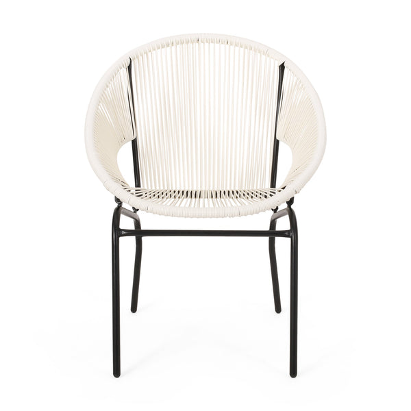 English Elm Christopher Knight Home® - NUSA Faux Wicker 3-Piece Outdoor Patio Chat Set with Rustproof Iron Frame, Curved Club Chairs & Loveseat White NUSA3PCSETWHI