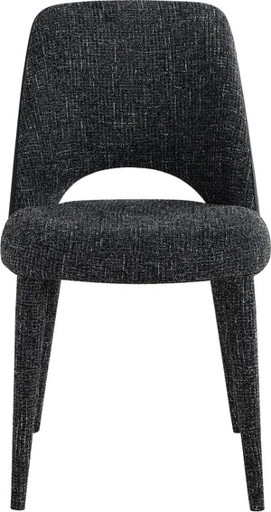 Meridian Furniture Cici Woven Chenille and Vegan Leather Dining Chair with Slim Iron Frame for Modern Spaces Black 88010Black-C