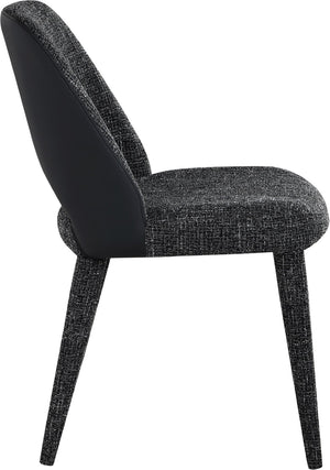 Meridian Furniture Cici Woven Chenille and Vegan Leather Dining Chair with Slim Iron Frame for Modern Spaces Black 88010Black-C
