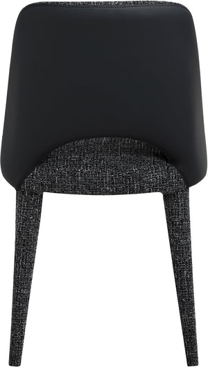 Meridian Furniture Cici Woven Chenille and Vegan Leather Dining Chair with Slim Iron Frame for Modern Spaces Black 88010Black-C