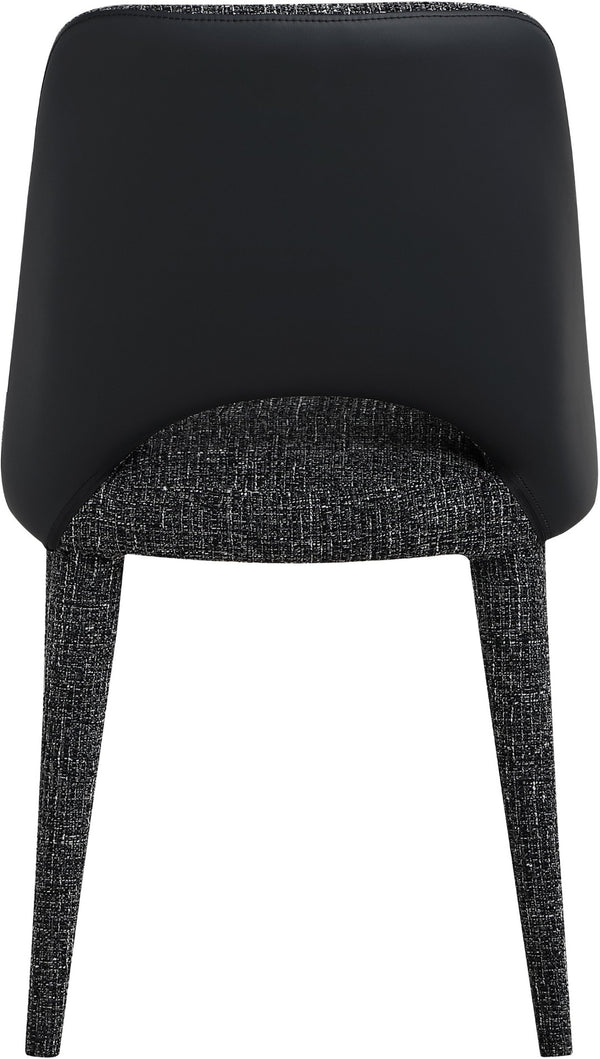 Meridian Furniture Cici Woven Chenille and Vegan Leather Dining Chair with Slim Iron Frame for Modern Spaces Black 88010Black-C