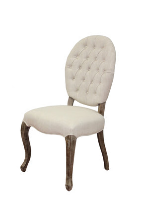 Moti Ivory Linen Tufted High Back Chair 88011031