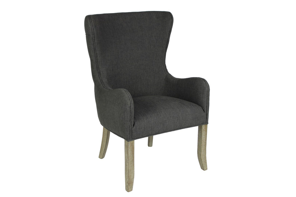 Moti Pierre Gray Tufted High Back Linen Chair 88011087