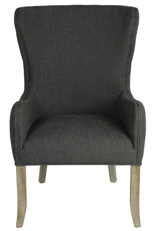 Moti Pierre Gray Tufted High Back Linen Chair 88011087