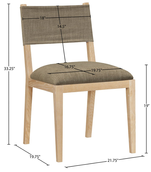 Meridian Furniture Avon Stain Resistant Linen Performance Fabric Dining Chair with Solid Ash Wood Frame 88011Brown-SC