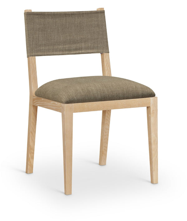 Meridian Furniture Avon Stain Resistant Linen Performance Fabric Dining Chair with Solid Ash Wood Frame 88011Brown-SC