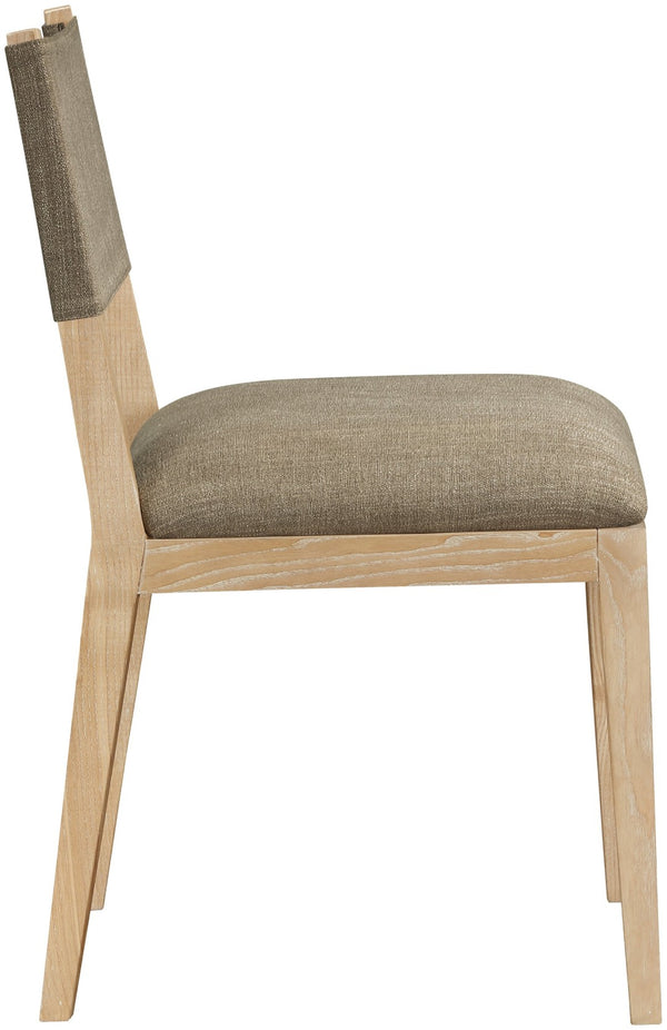 Meridian Furniture Avon Stain Resistant Linen Performance Fabric Dining Chair with Solid Ash Wood Frame 88011Brown-SC