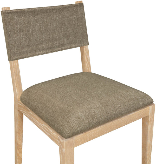 Meridian Furniture Avon Stain Resistant Linen Performance Fabric Dining Chair with Solid Ash Wood Frame 88011Brown-SC