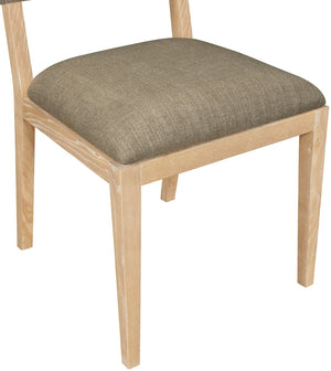Meridian Furniture Avon Stain Resistant Linen Performance Fabric Dining Chair with Solid Ash Wood Frame 88011Brown-SC