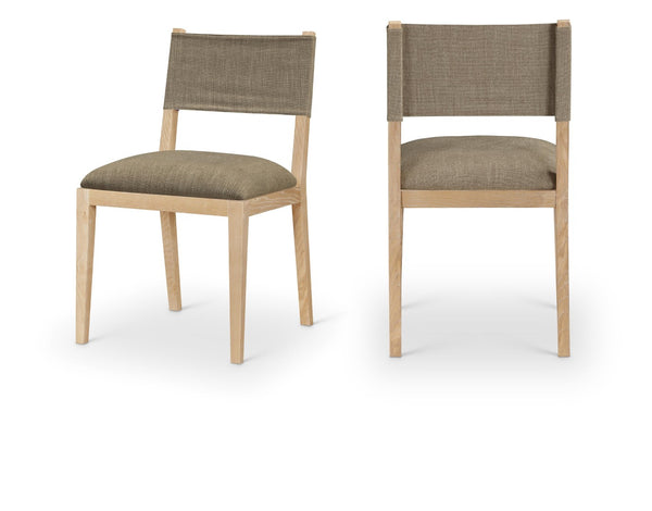 Meridian Furniture Avon Stain Resistant Linen Performance Fabric Dining Chair with Solid Ash Wood Frame 88011Brown-SC
